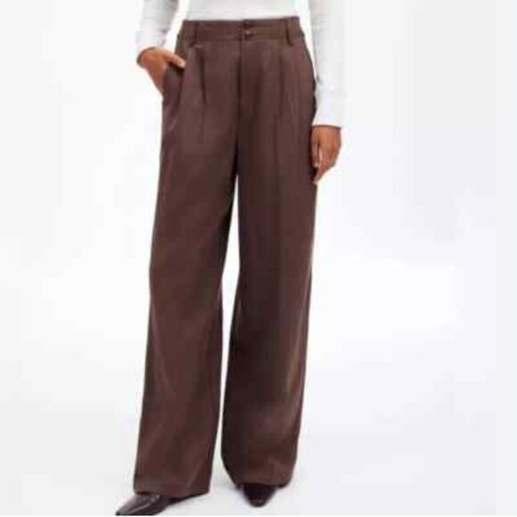 NWT Madewell Harlow Wide-Leg Pant in Drapey Twill in Dark Carob Size P6 - Picture 6 of 6